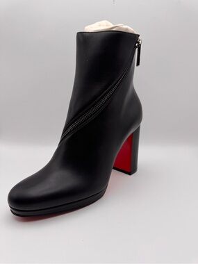Christian Louboutin Birgitta 100 Black Calf Leather Ankle Boots EU 37